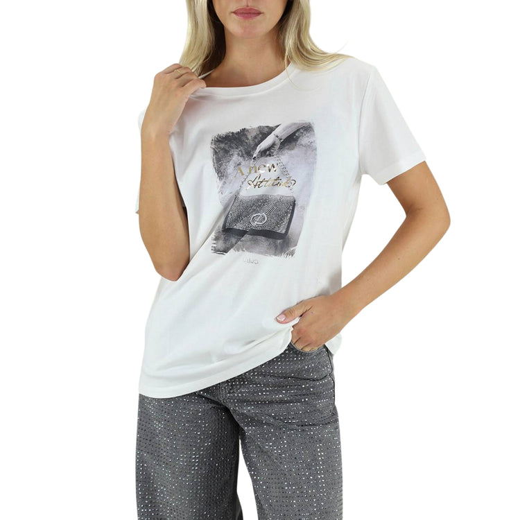 T-shirt Donna in bianco con maxi grafica
