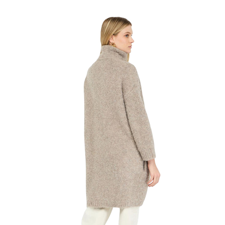 Cappotto Donna con colletto con fibbie Beige modella retro