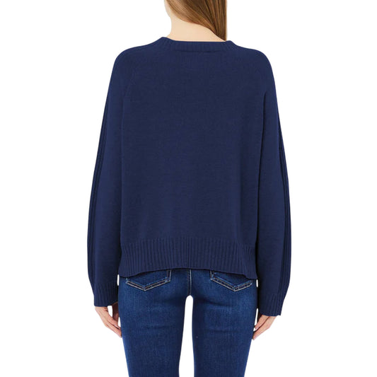 Maglia Donna in misto lana con intarsi Blu retro