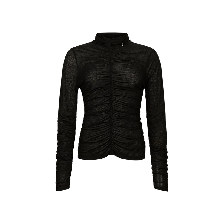 Top Donna arricciato in misto lana Nero