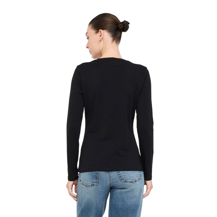 T-shirt Donna a maniche lunghe Nero modella retro