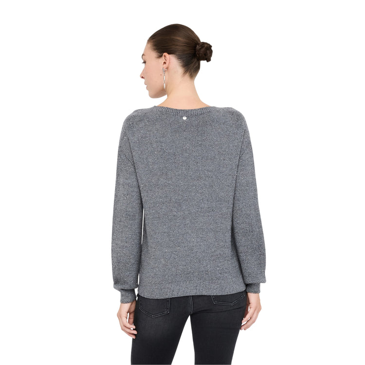 Maglia Donna a maniche lunghe con micro-paillettes modella retro