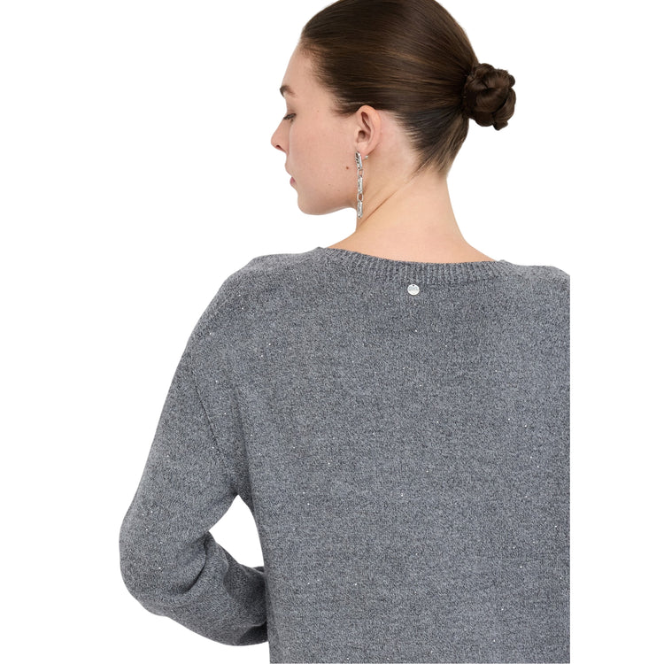 Maglia Donna a maniche lunghe con micro-paillettes dettaglio retro