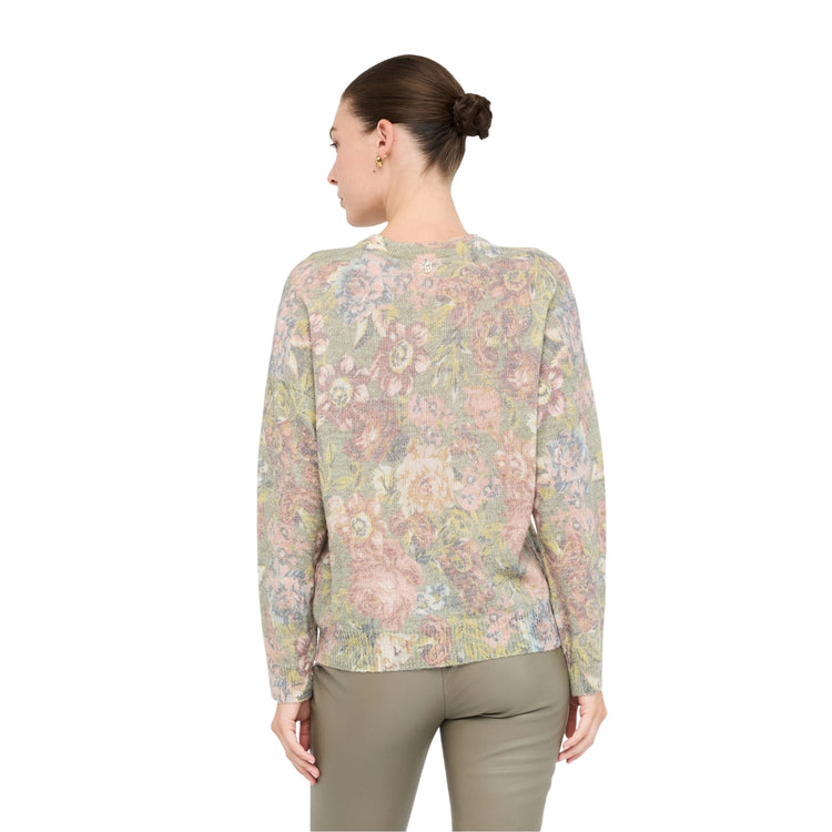 Maglia Donna in lana e alpaca floreale modella retro