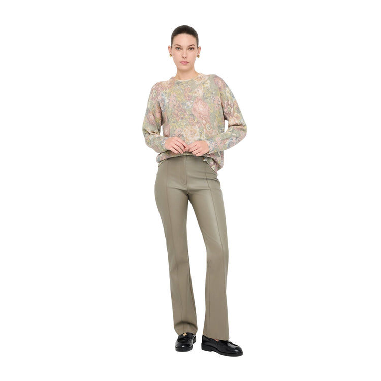 Maglia Donna in lana e alpaca floreale modella intera frontale