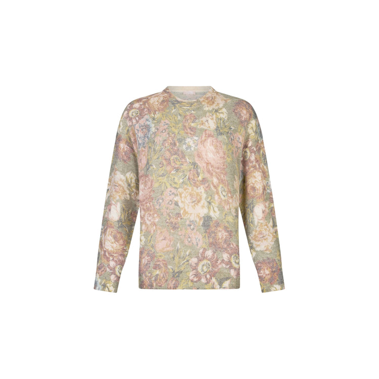 Maglia Donna in lana e alpaca floreale