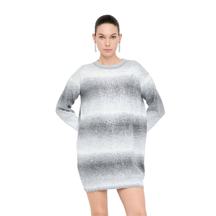 Abito corto Donna in maglia con paillettes modella frontale