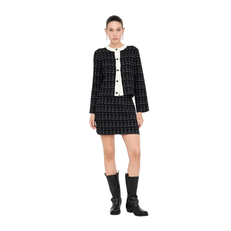 Giacca Donna effetto sparkling Nero modella intera frontale