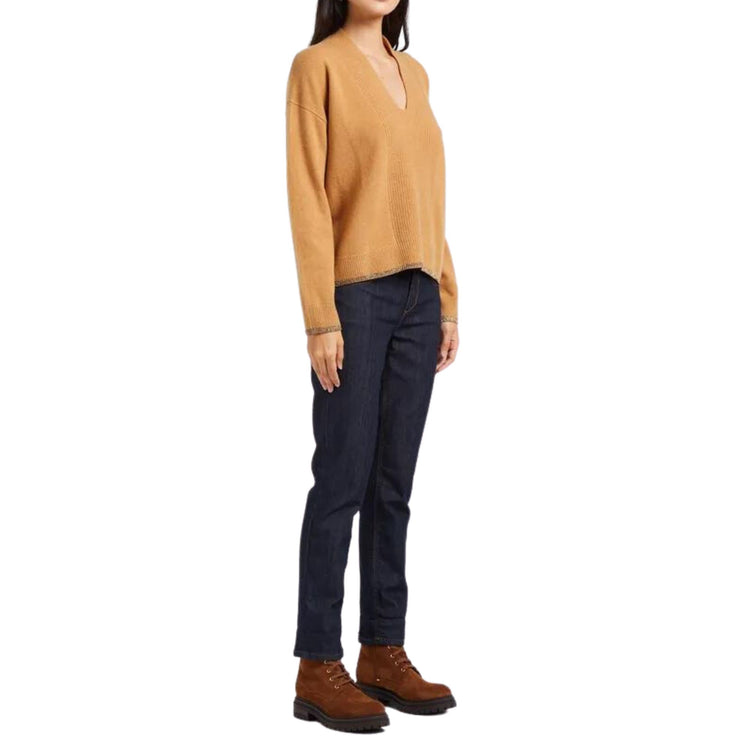 immagine laterale modella Maglia beige da Donna LIU JO scollo a V