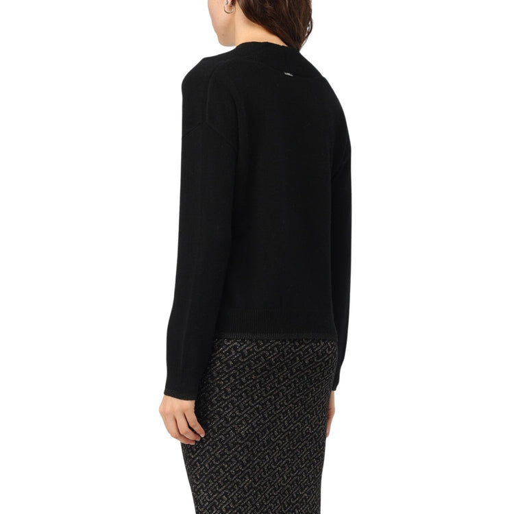 immagine laterale modella Maglia nera da Donna LIU JO scollo a V