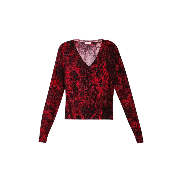 Maglia Donna a V con motivo pitonato