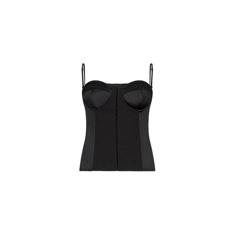 Top Bustiera Donna in raso nero