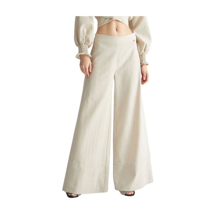 modella frontale Pantalone Donna a Palazzo Beige