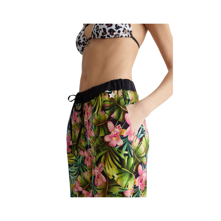 Women's trousers with tropical print