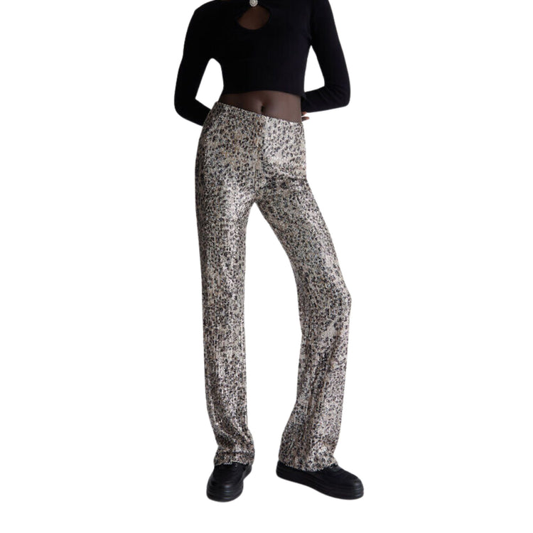 Pantalone Donna animalier con paillettes