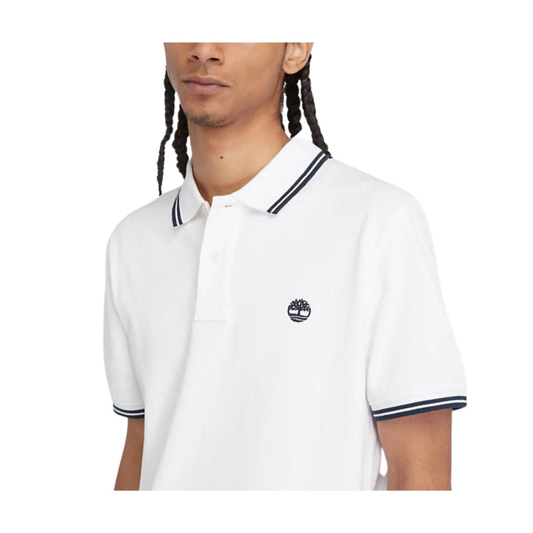 Polo Uomo modello Millers River Bianca con righe dettaglio modello ravvicinato