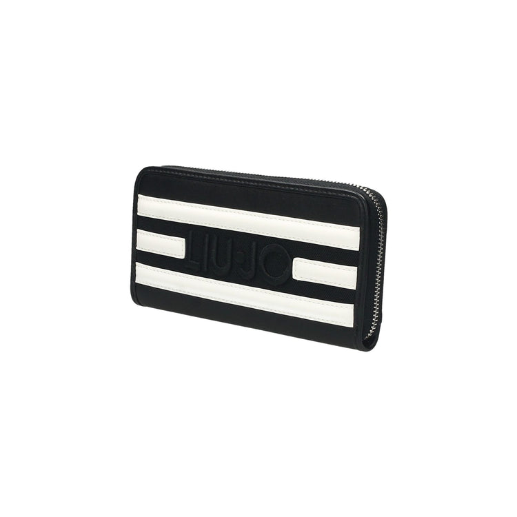 Portefeuille femme à rayures contrastées