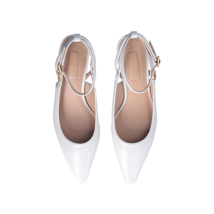 Slingback bianche con tacco basso