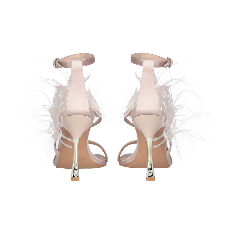 Sandali Donna eleganti con piume Rosa retro