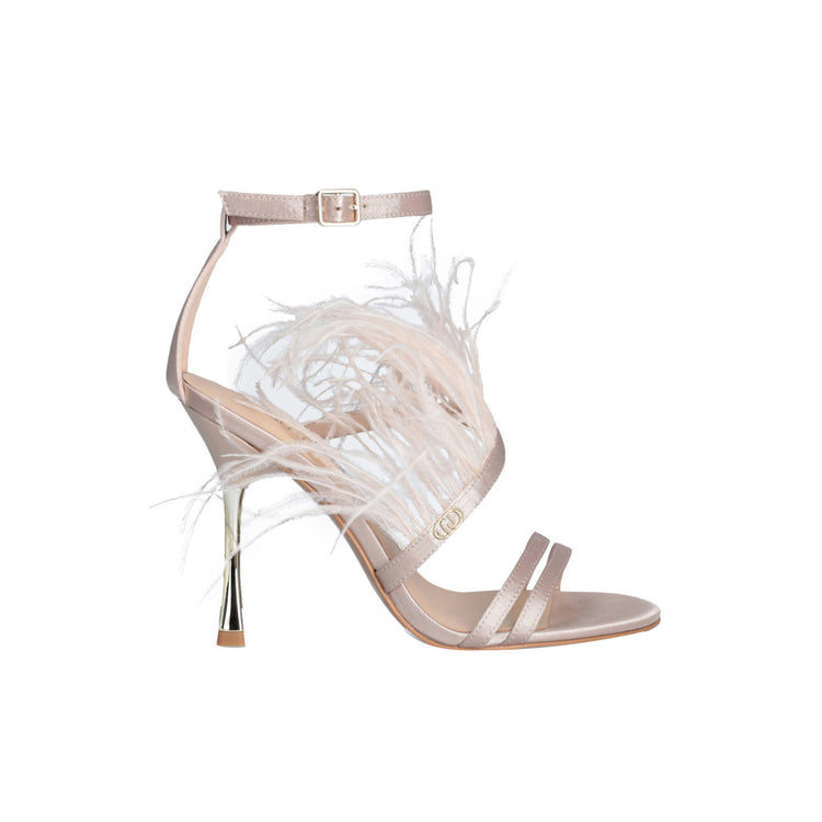 Sandali Donna eleganti con piume Rosa