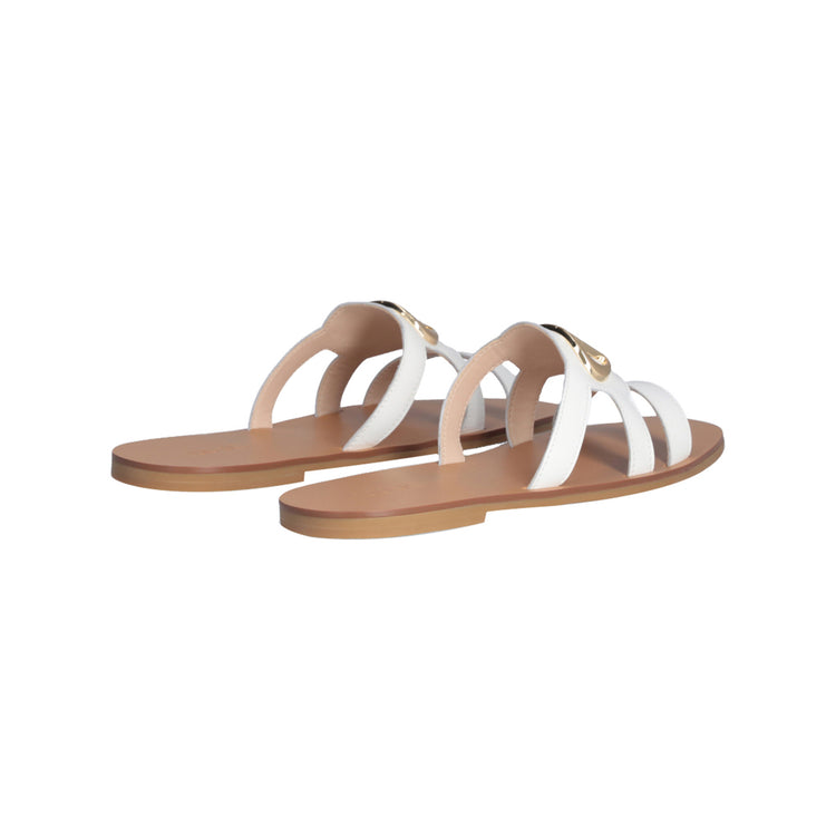 Ciabatte Donna Flat Bianco con logo