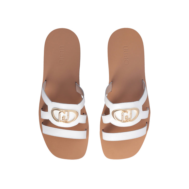 Ciabatte Donna Flat Bianco con logo