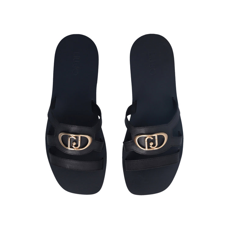 Ciabatte Donna Flat Nero con logo