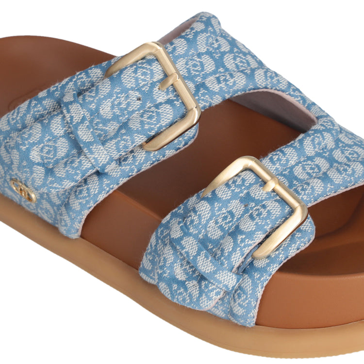 Sandali Donna con fascette bold Blu denim dettaglio