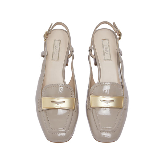 Slingback Donna in vernice beige
