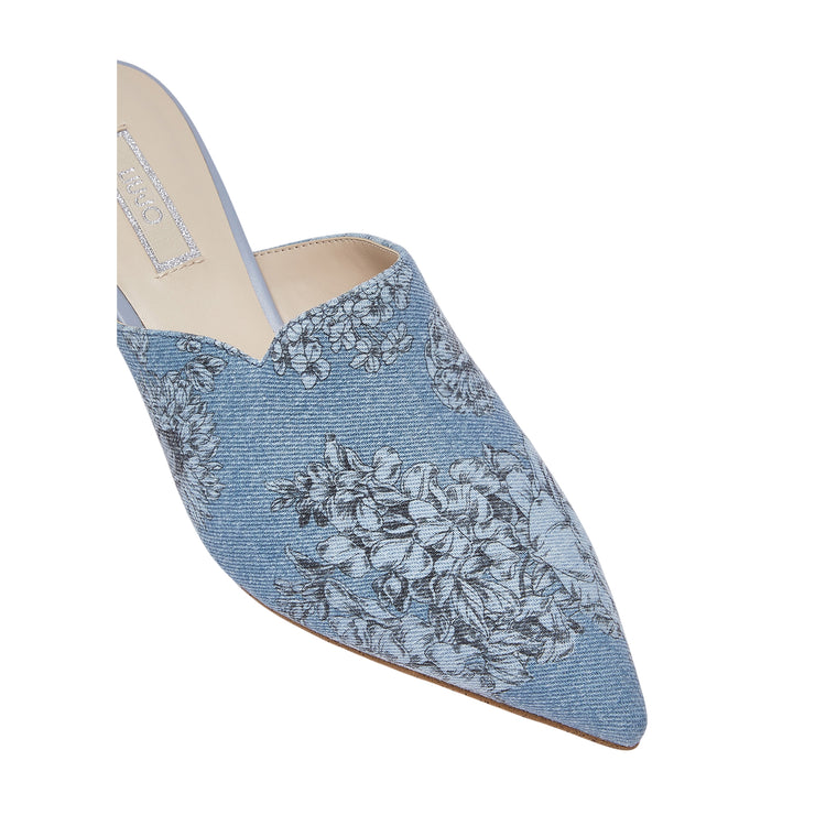 Sabot Donna in denim con tacco dettaglio punta