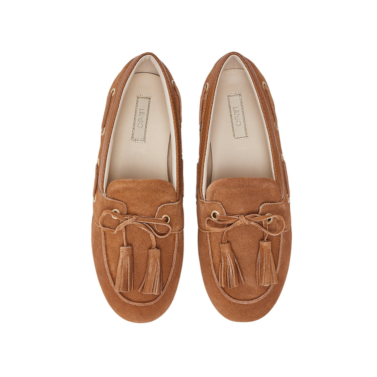 Mocassini Donna in suede con nappine marrone