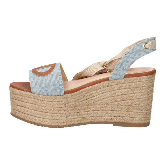 Sandalo donna con zeppa light blu