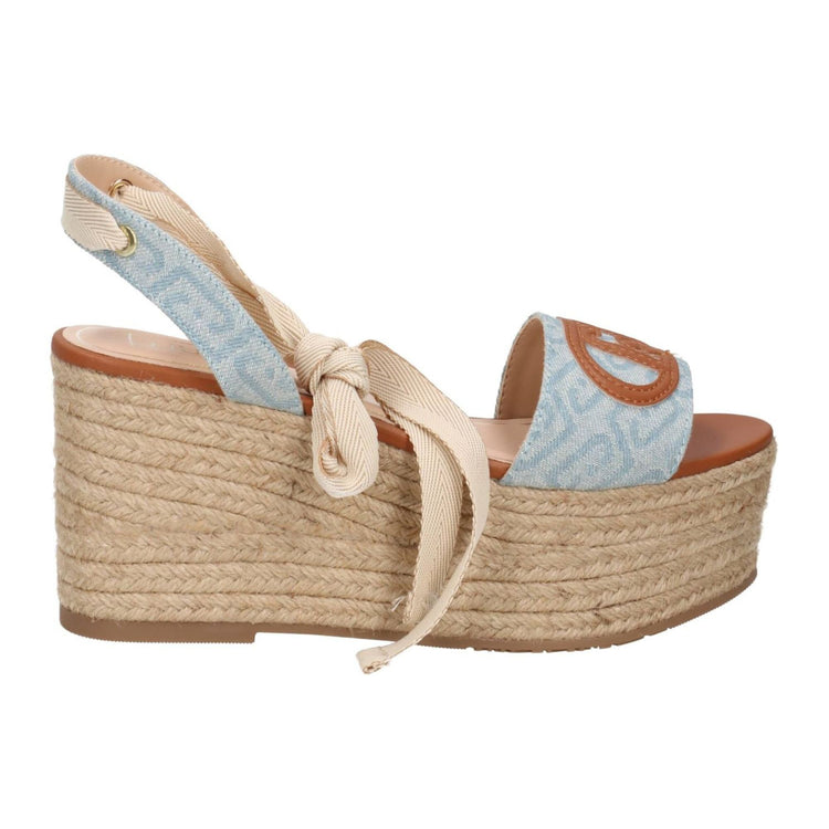 Sandalo donna con zeppa light blu