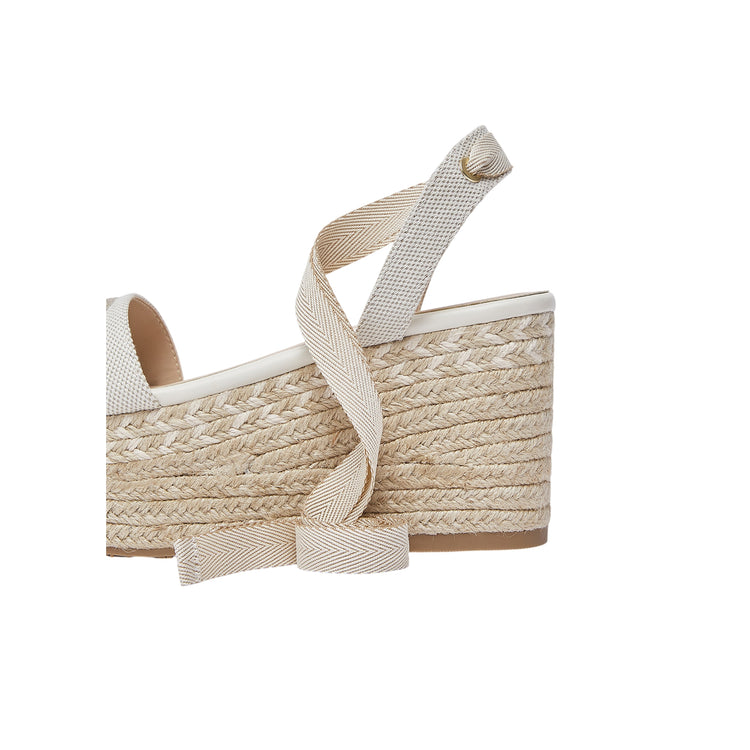 Sandali con zeppa da donna in bianco e lacci regolabili