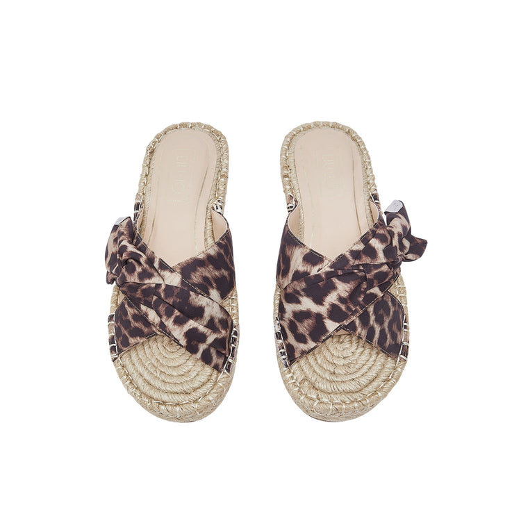 Ciabatte in corda con stampa animalier