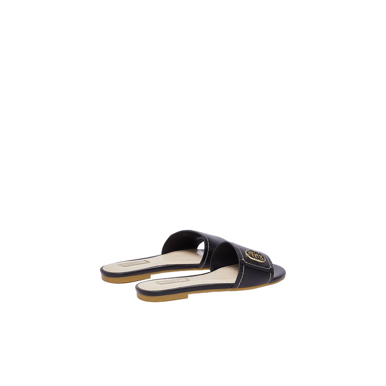 Ciabatte Donna flat in pelle nera