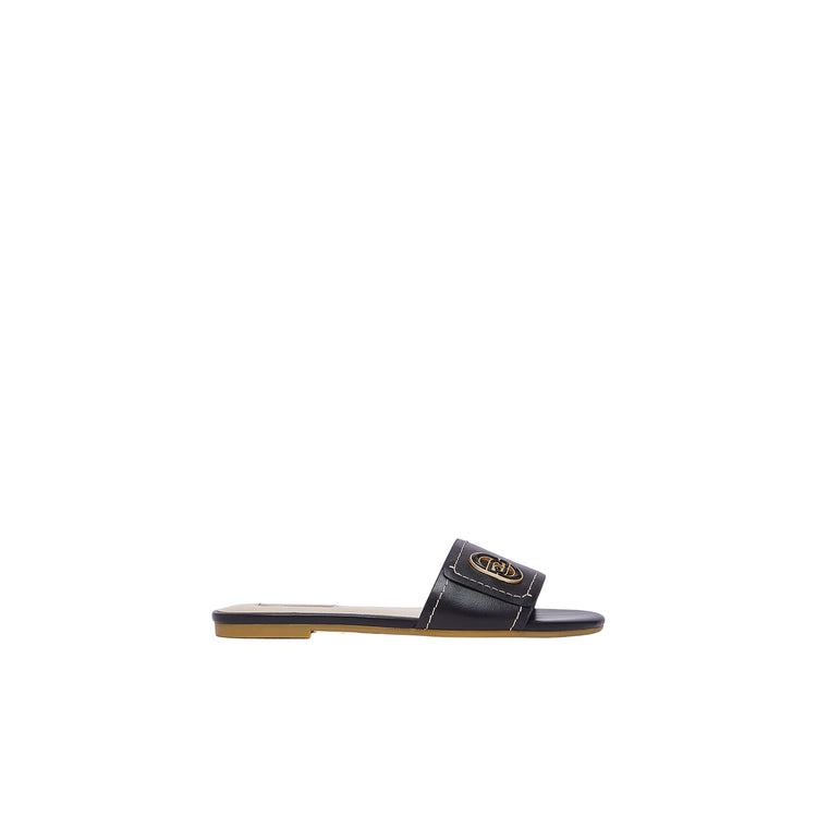 Ciabatte Donna flat in pelle nera