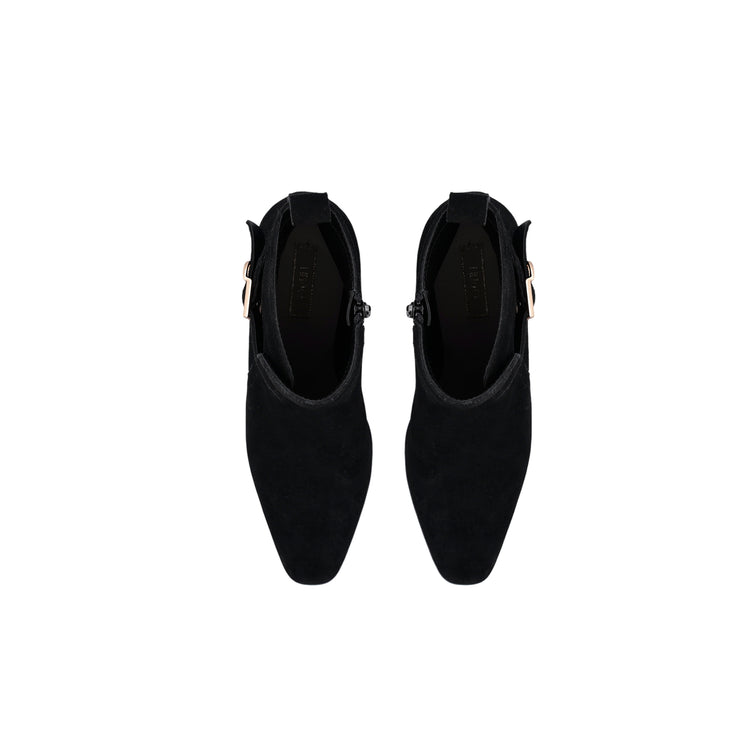 Stivaletti Donna in suede nero con tacco