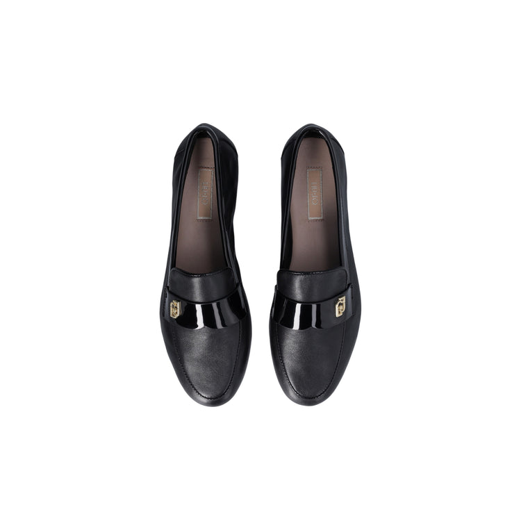 Mocassino Donna con tomaia in misto pelle e logo in metallo