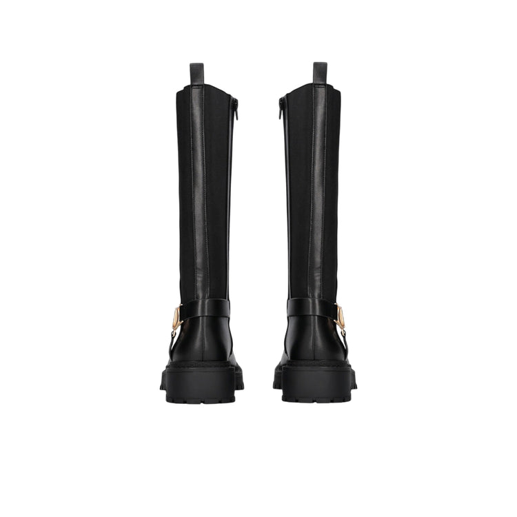 Stivali alti Donna in pelle nera retro