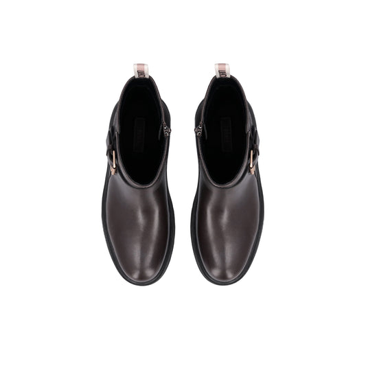 Stivali biker Donna in pelle marrone scuro