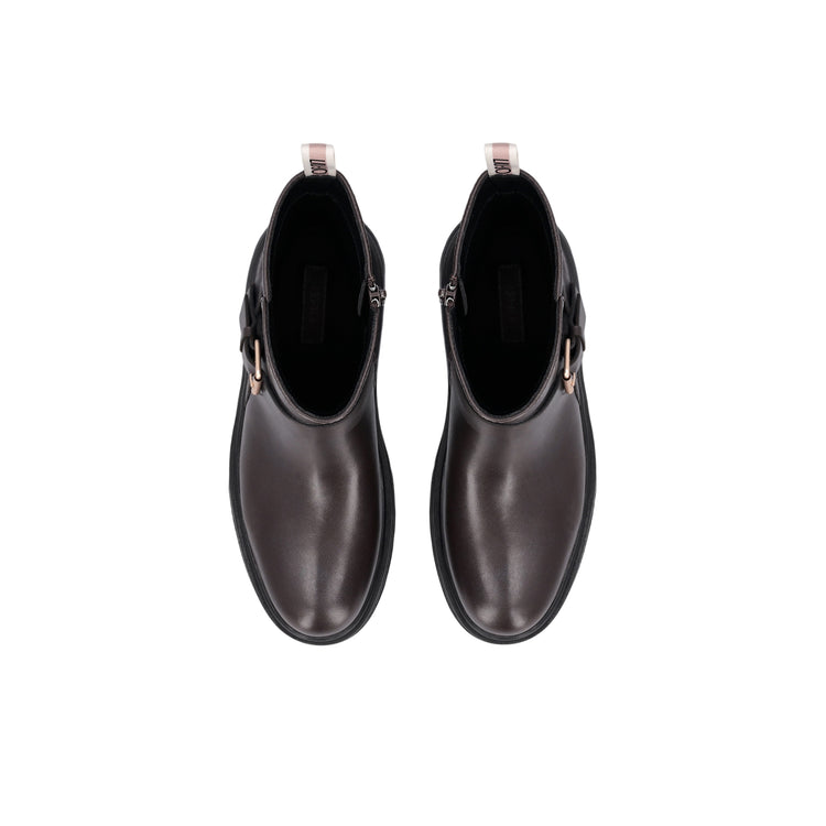 Stivali biker Donna in pelle marrone scuro