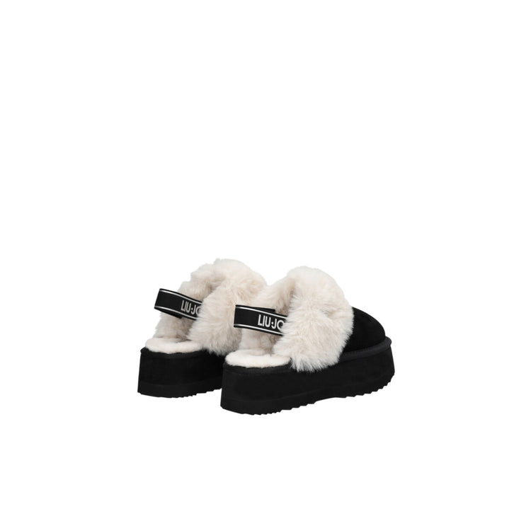 Sabot platform Donna con cinturino con logo Nero