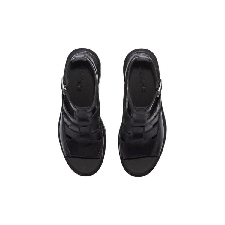 Immagine superiore Sandali in pelle con fascette e cinturino alla caviglia e tacco alto largo