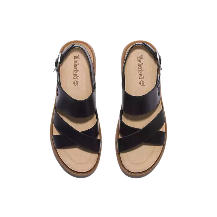 Immagine superiore Sandalo Donna con tomaia in pelle liscia e doppia fascia incrociata