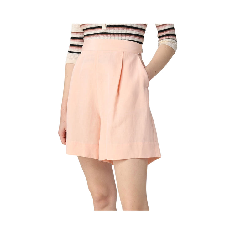 Women's linen blend shorts with pleats