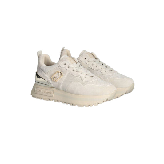 Women's platform sneakers in mesh and suede