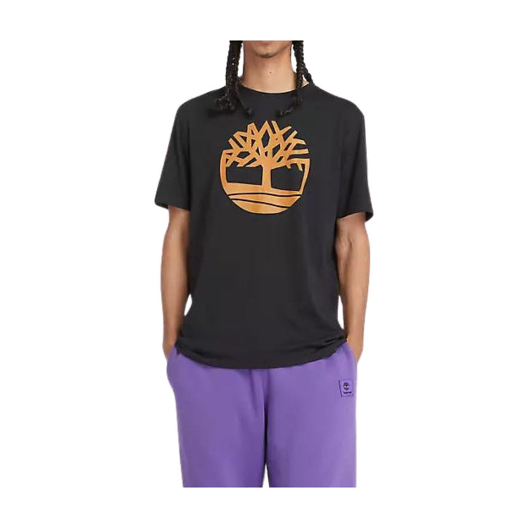 T-shirt Uomo Nera Logo Albero Kennebec River modello frontale