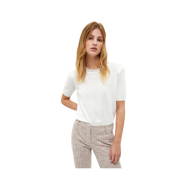 T-shirt Donna con strass al colletto