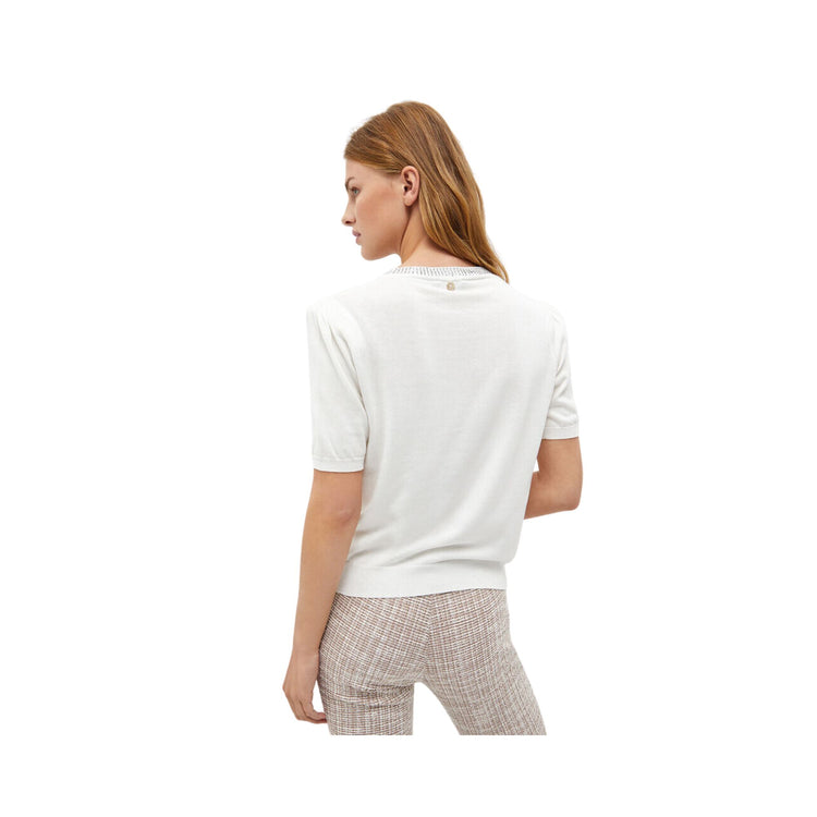 T-shirt Donna con strass al colletto